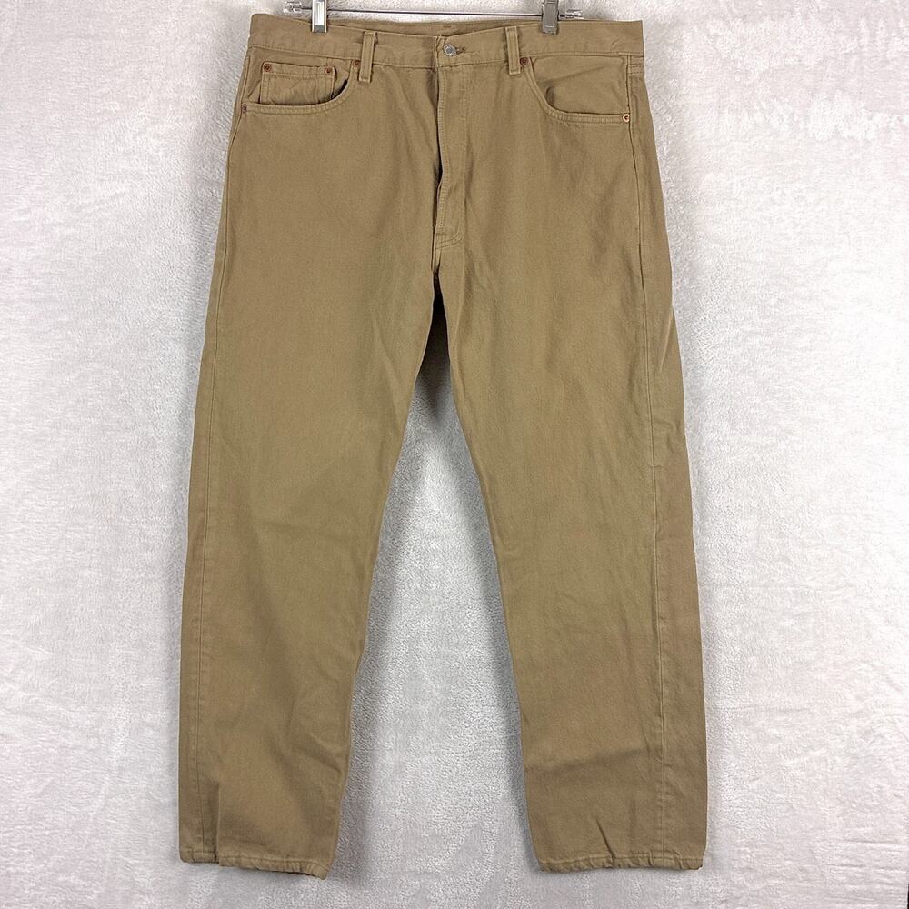 VTG Levis 501 Jeans Men 38x30 (36x30) Beige Button Fly 90s Made in USA 0612